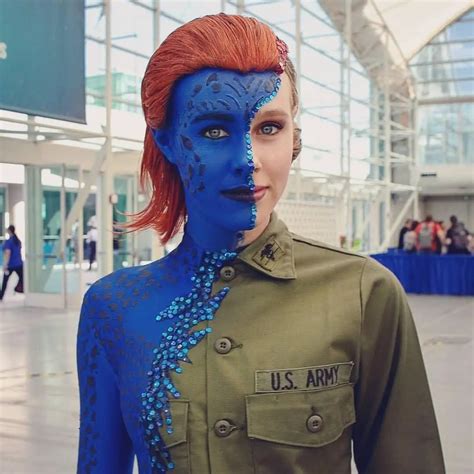 Mystique cosplay - JennaLynnMeowri. • 6 yr. ago. It's cool! Alcohol based body paint is a bitch to get off so tights are usually a go to to avoid having to paint more areas. But yes, the perfectionist in me was irritated, but there's only so much I can do. I tried really hard to color match her, but it was slightly off unfortunately.